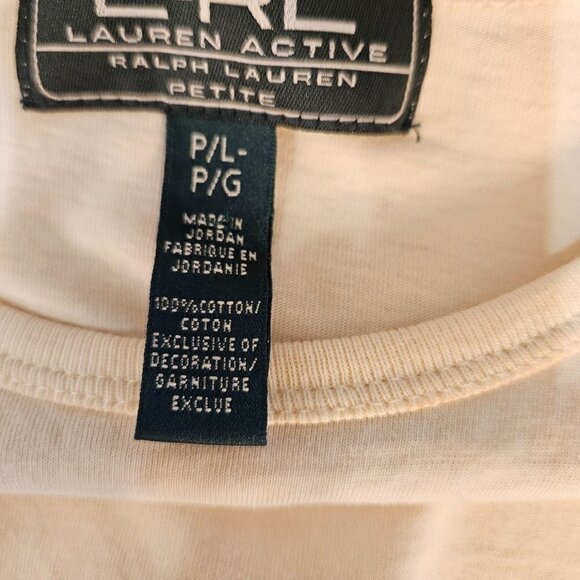 Lauren Active Ralph Lauren Long Sleeve Top Size LP Logo Gold Embroidered Ivory - Picture 7 of 9